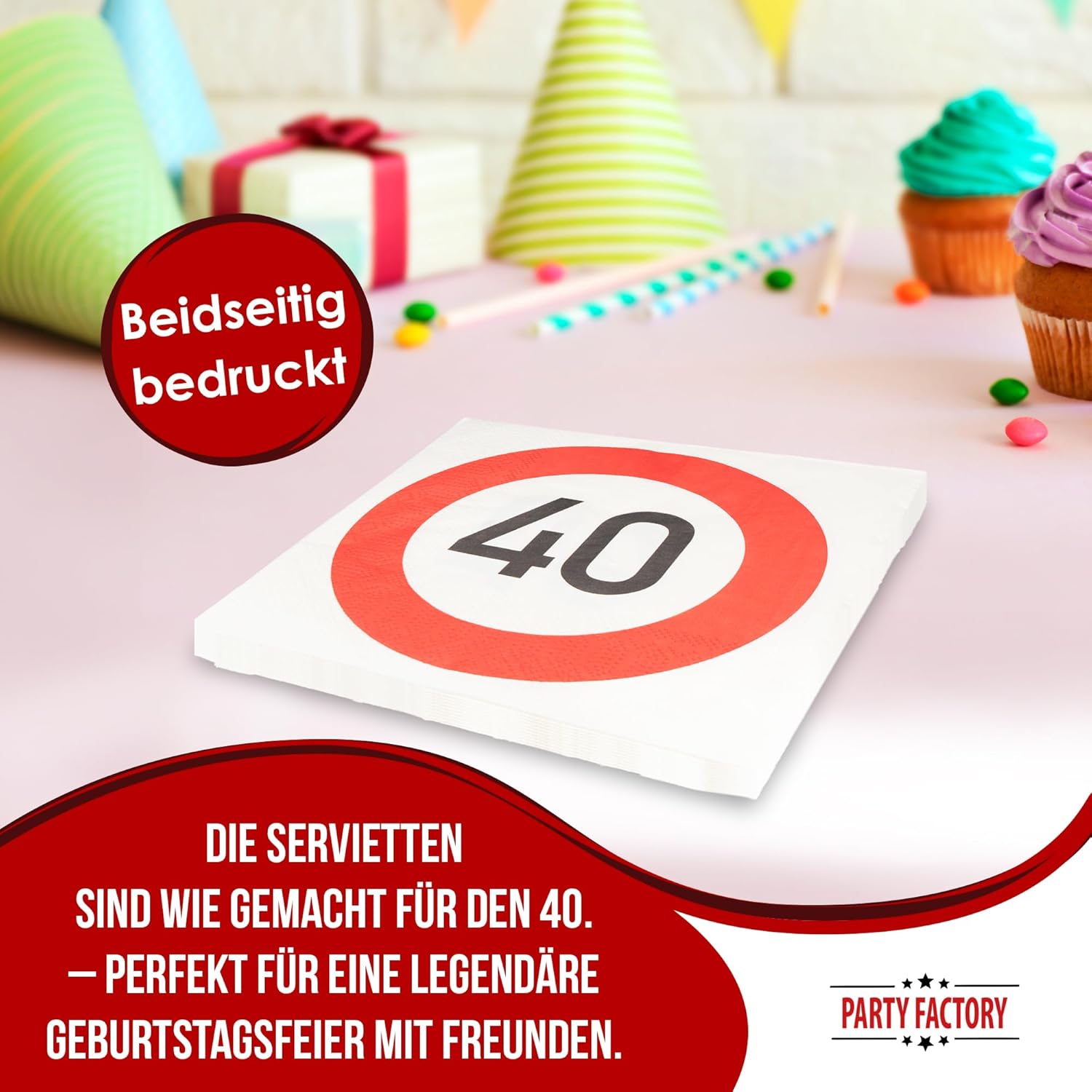 Happy Birthday 40 Servietten 3-lagig 20er 3
