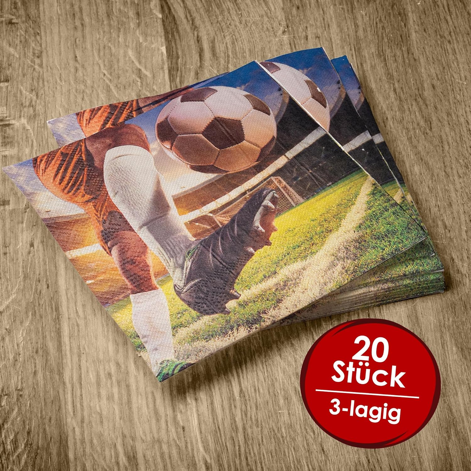 Fußball Realistisch Servietten 3-lagig 20er 3