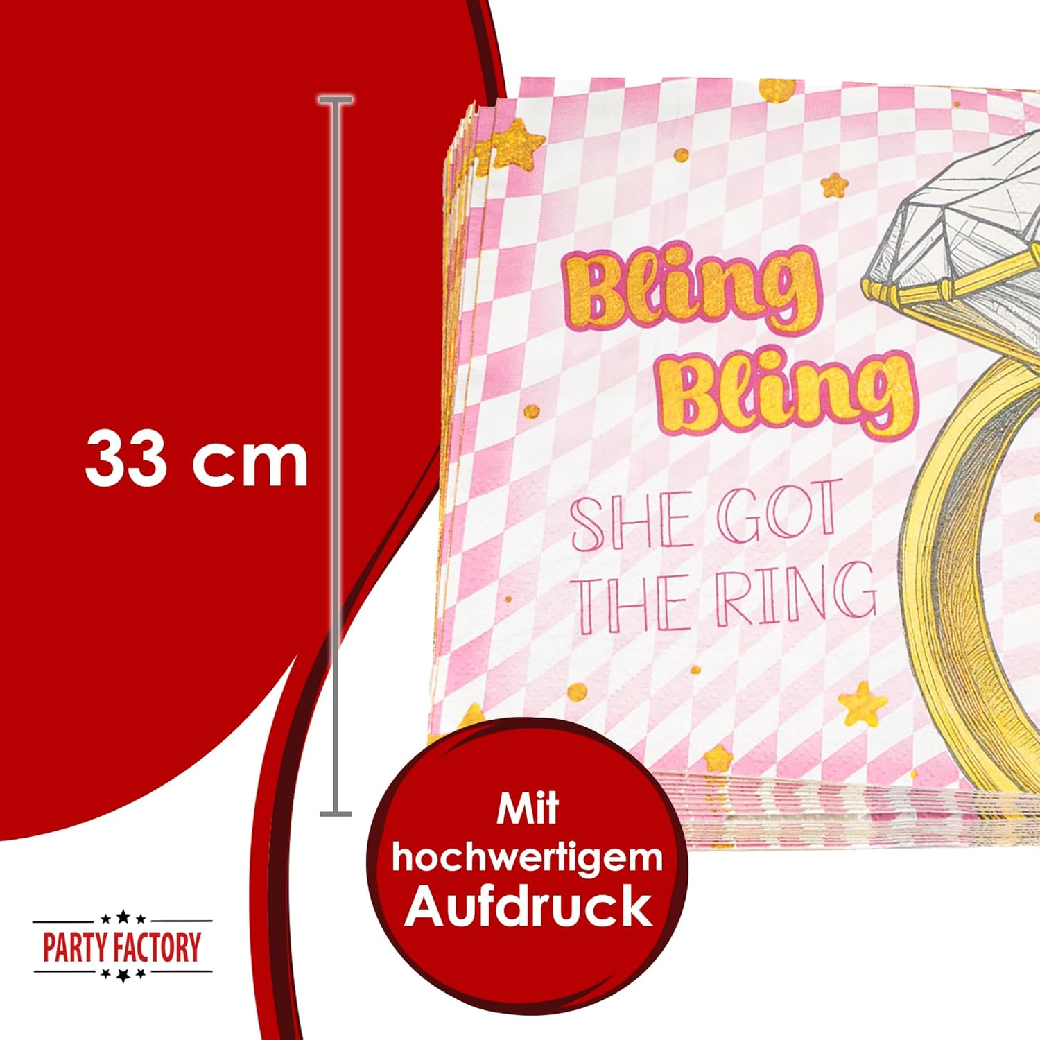 Bachelorette Bling Bling Servietten 3-lagig 20er 2