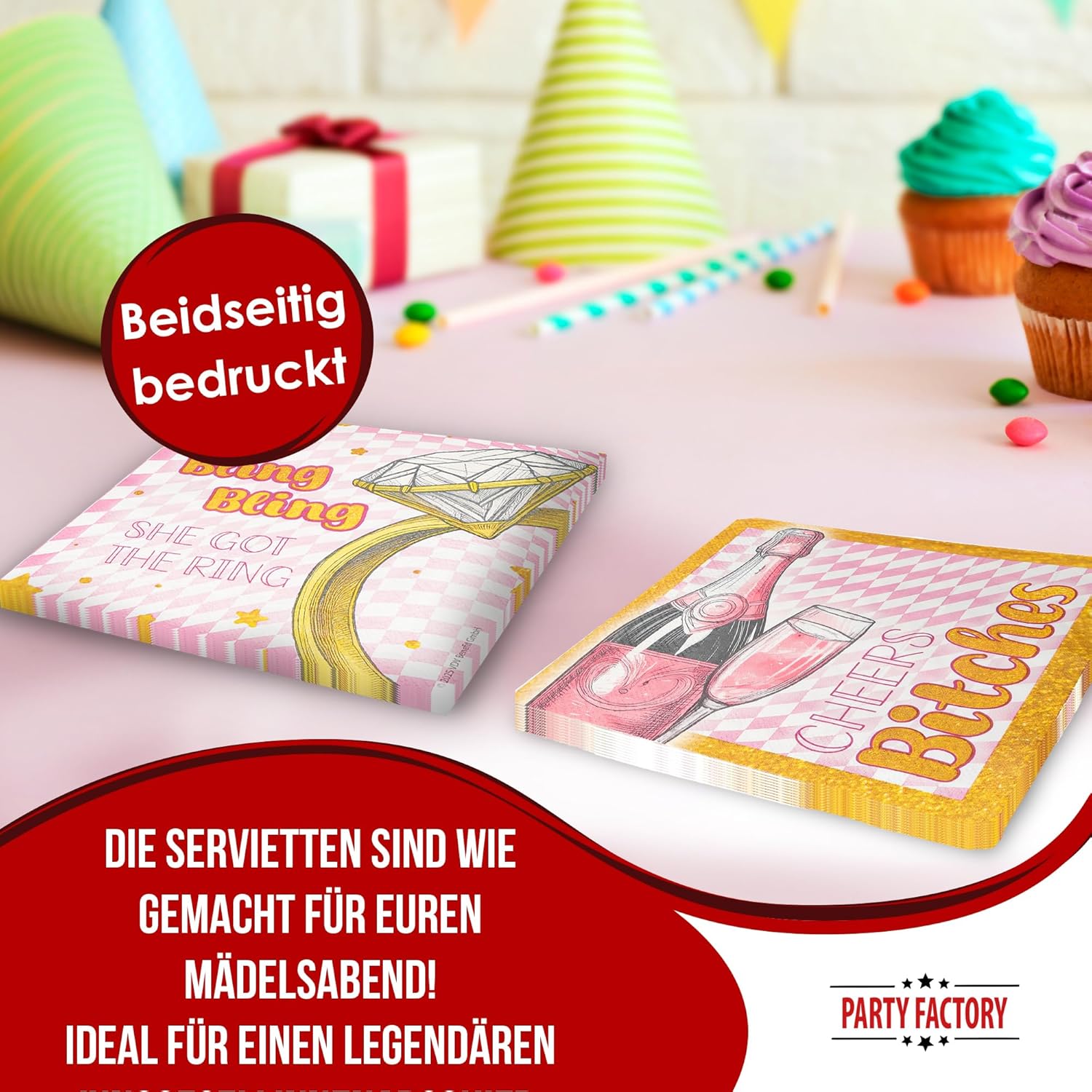 Bachelorette Bling Bling Servietten 3-lagig 20er 3