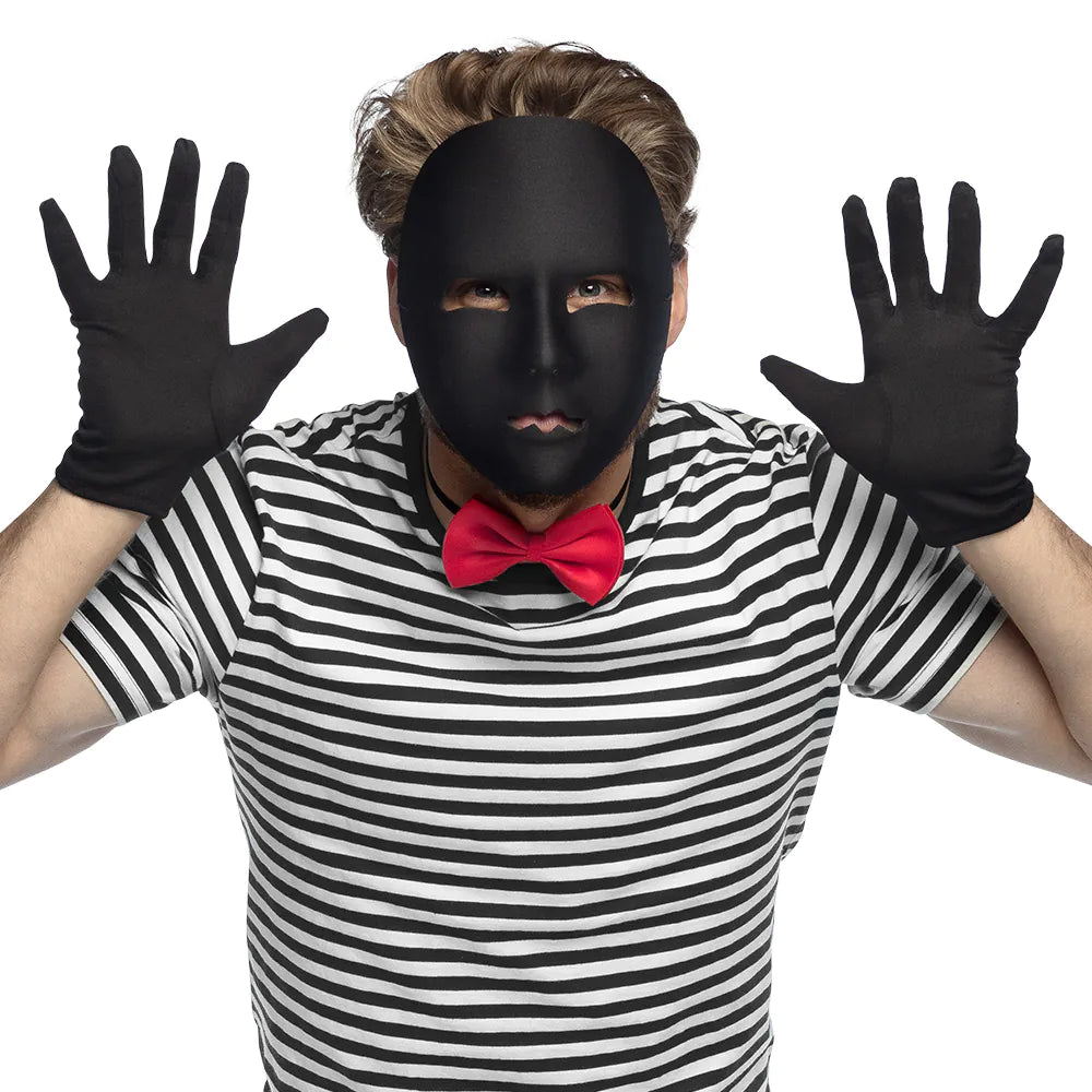 Gesichtsmaske Pantomime schwarz – neutrale Maske für Karneval, Theater & Party 3