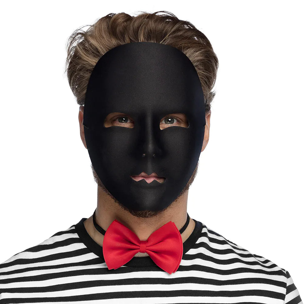 Gesichtsmaske Pantomime schwarz – neutrale Maske für Karneval, Theater & Party 4