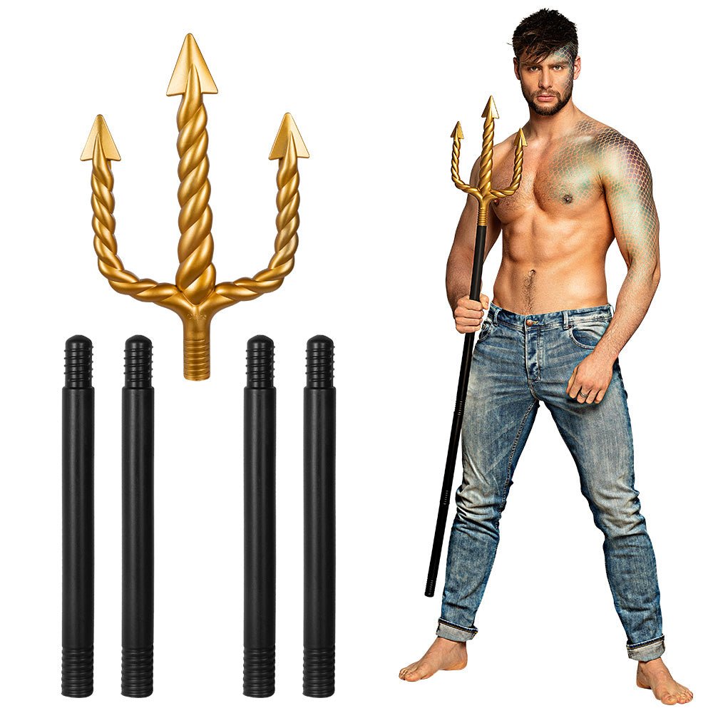 Neptun Dreizack 5-teilig 138 cm – goldene Gabel für Kostüm Karneval & Fasching 1