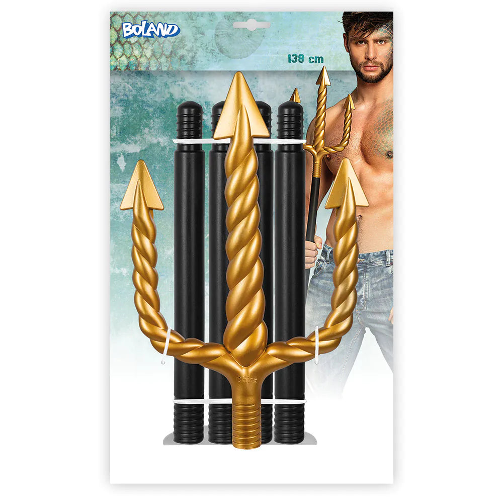 Neptun Dreizack 5-teilig 138 cm – goldene Gabel für Kostüm Karneval & Fasching 6