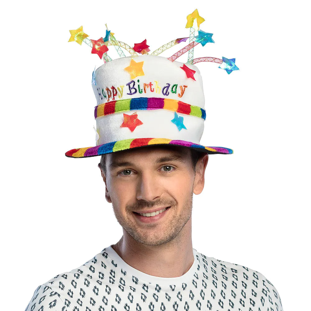 Hut Rainbow Cake Happy Birthday – bunter Partyhut Geburtstagshut für Erwachsene 3