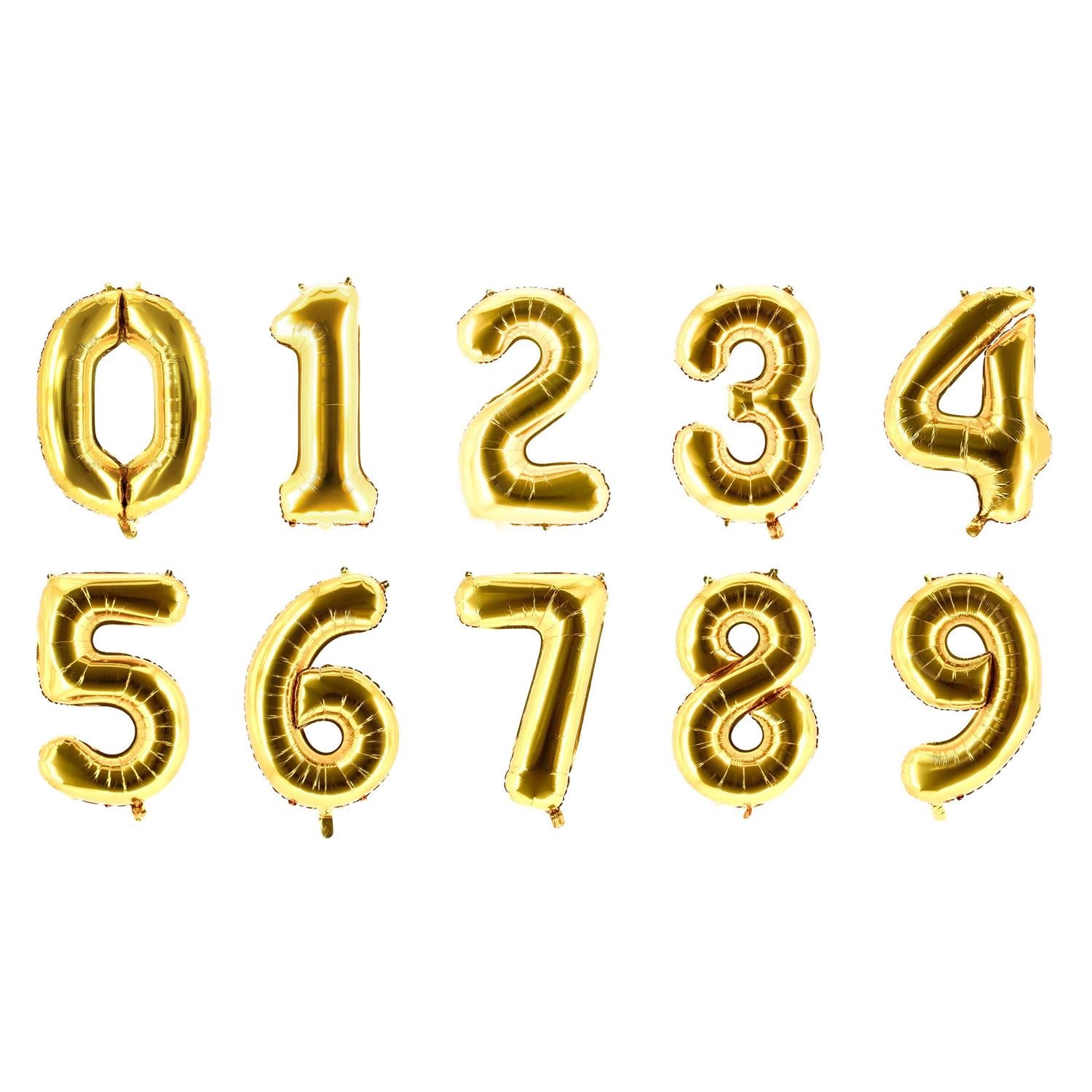 Folienballons Zahlenballon in Gold 100 cm Zahl 0-9 glänzend
