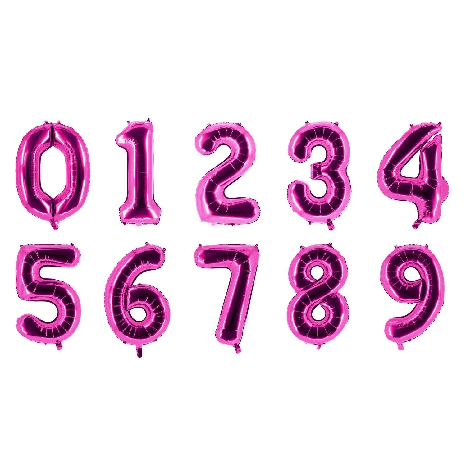 Folienballons Zahlenballon pink 100 cm Zahlen 0 bis 9 glänzend