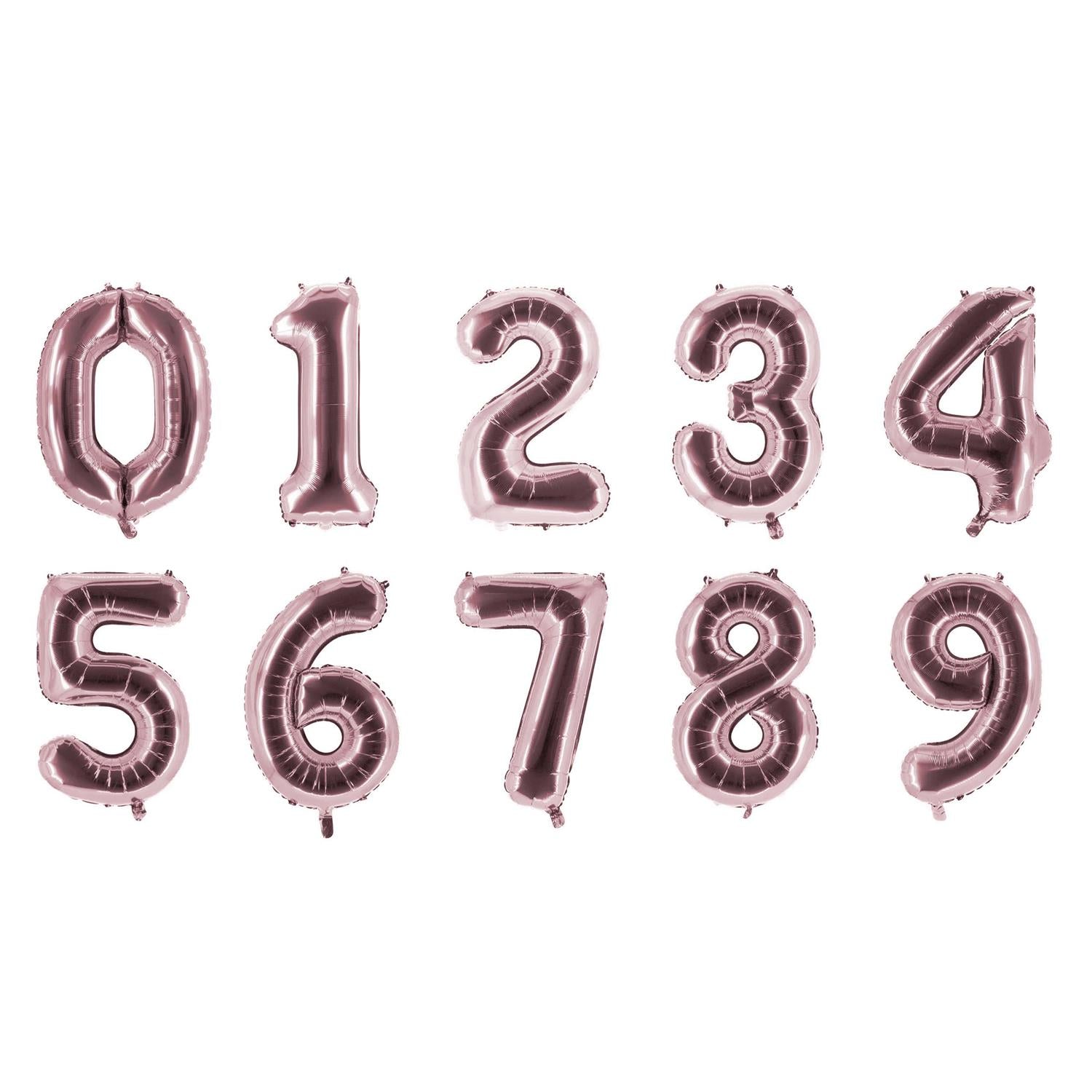Folienballons Zahlenballon rosé 100 cm Zahl 0 bis 9 glänzend 2