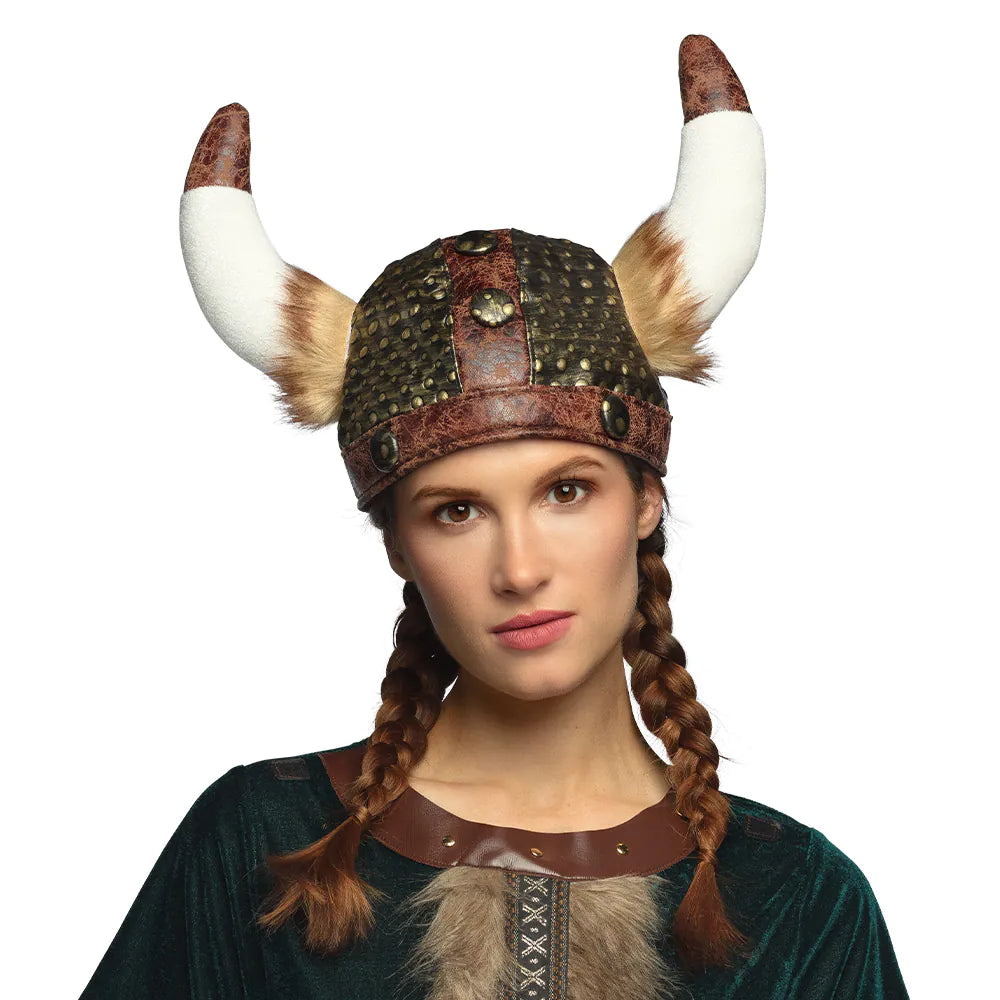 Plüsch Wikingerhelm Harald Kostüm Helm mit Hörnern für Karneval Party 3