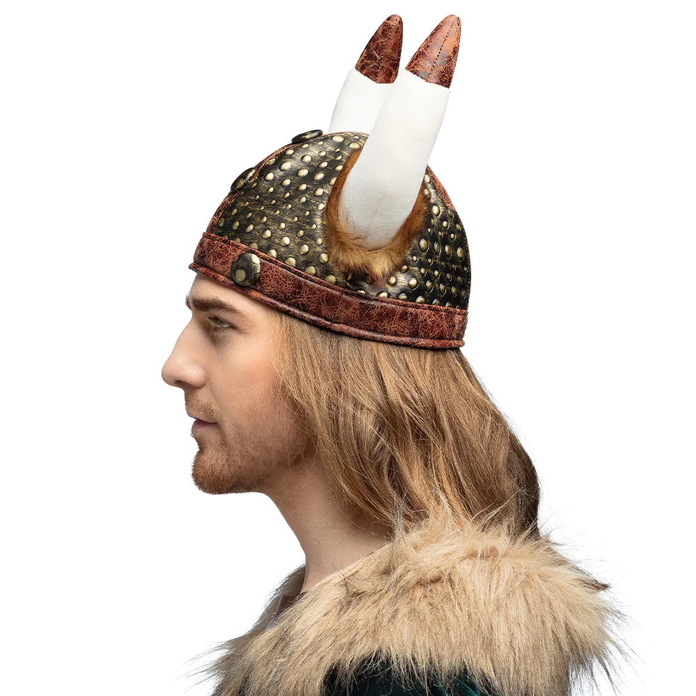 Plüsch Wikingerhelm Harald Kostüm Helm mit Hörnern für Karneval Party 5