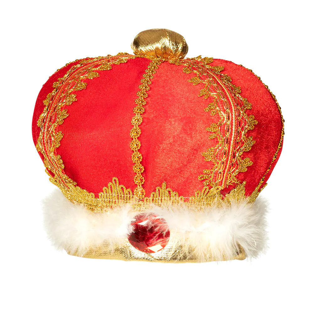 Königshut rot mit Goldverzierung – edler Hut für König Kostüm & Karneval 2
