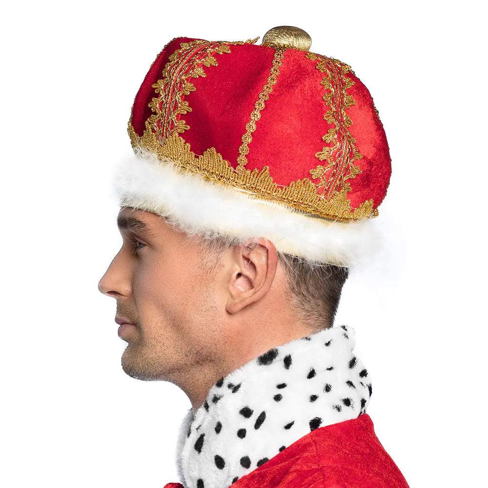 Königshut rot mit Goldverzierung – edler Hut für König Kostüm & Karneval 3