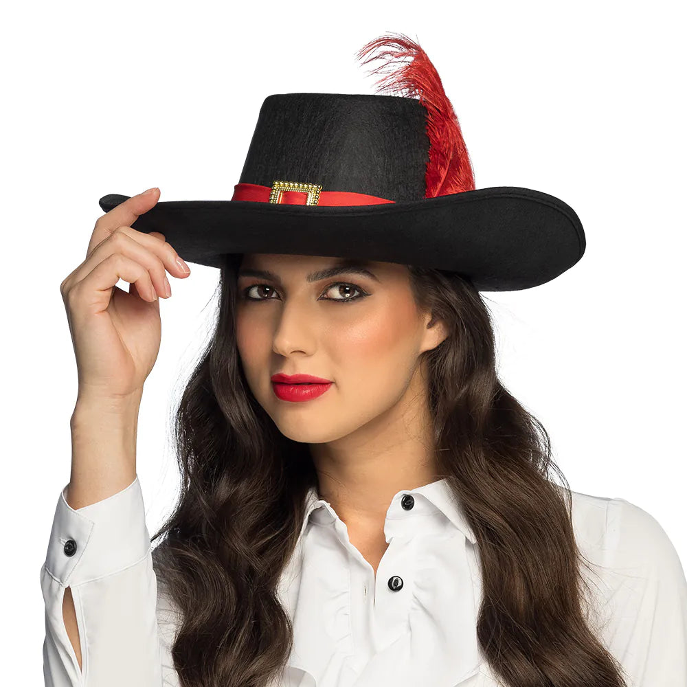 Musketier Hut Sebastien schwarz – edler Kostümhut mit Feder für Karneval & Party 3