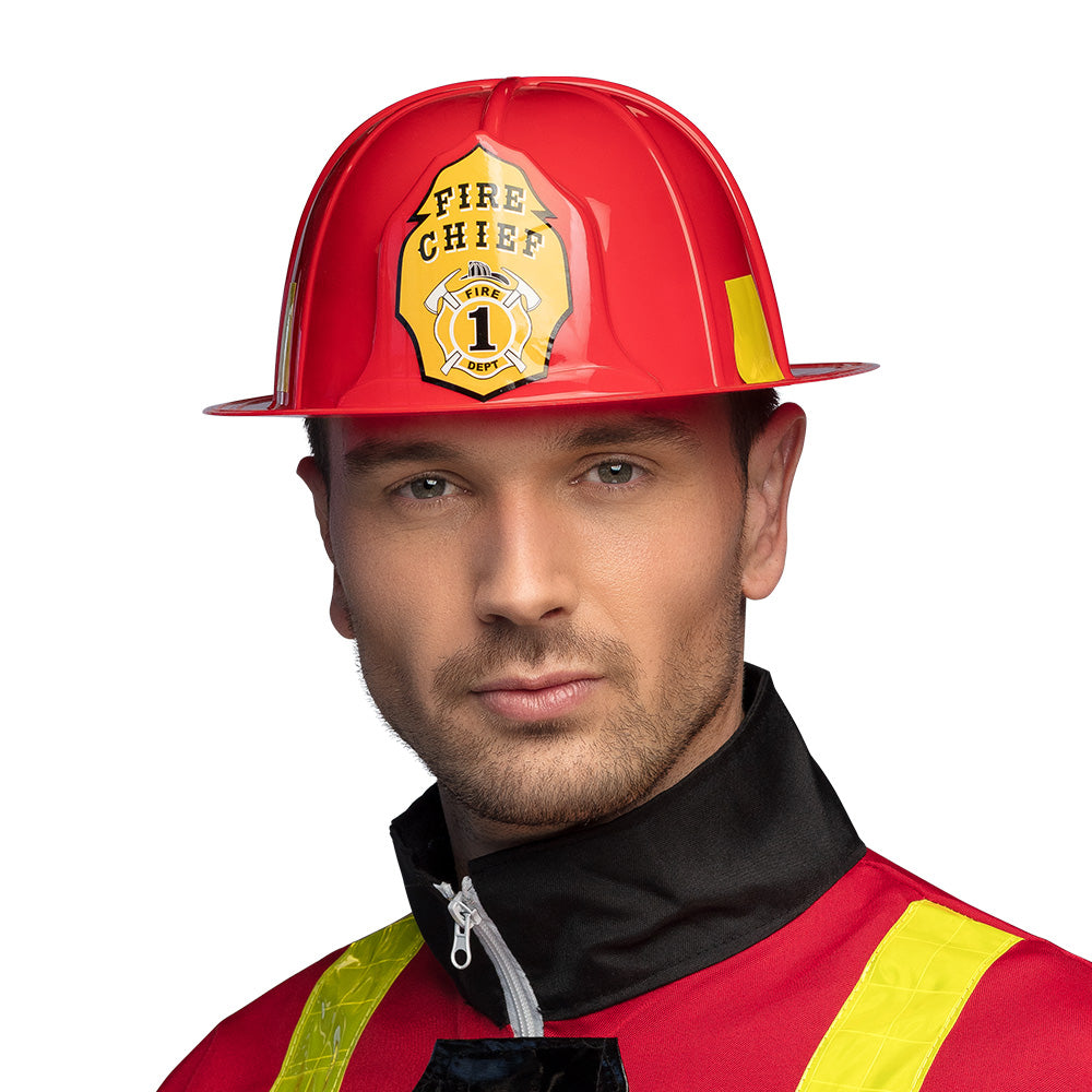 Helm Fire Chief – roter Feuerwehrhelm für Erwachsene, Karneval & Kostüm