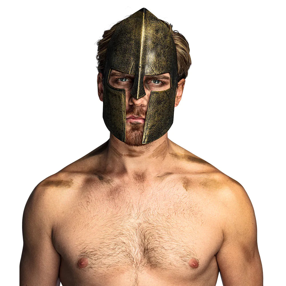 Spartanische Maske bronzefarben – antike Kriegermaske für Karneval & Kostüm 3