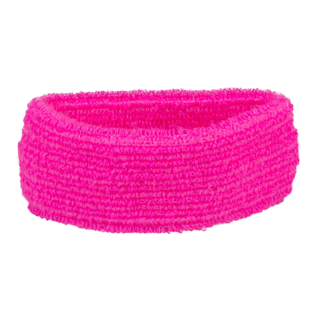 Schweißband Set 3-teilig neonrosa UV – Stirnband & Armbänder für Party 4