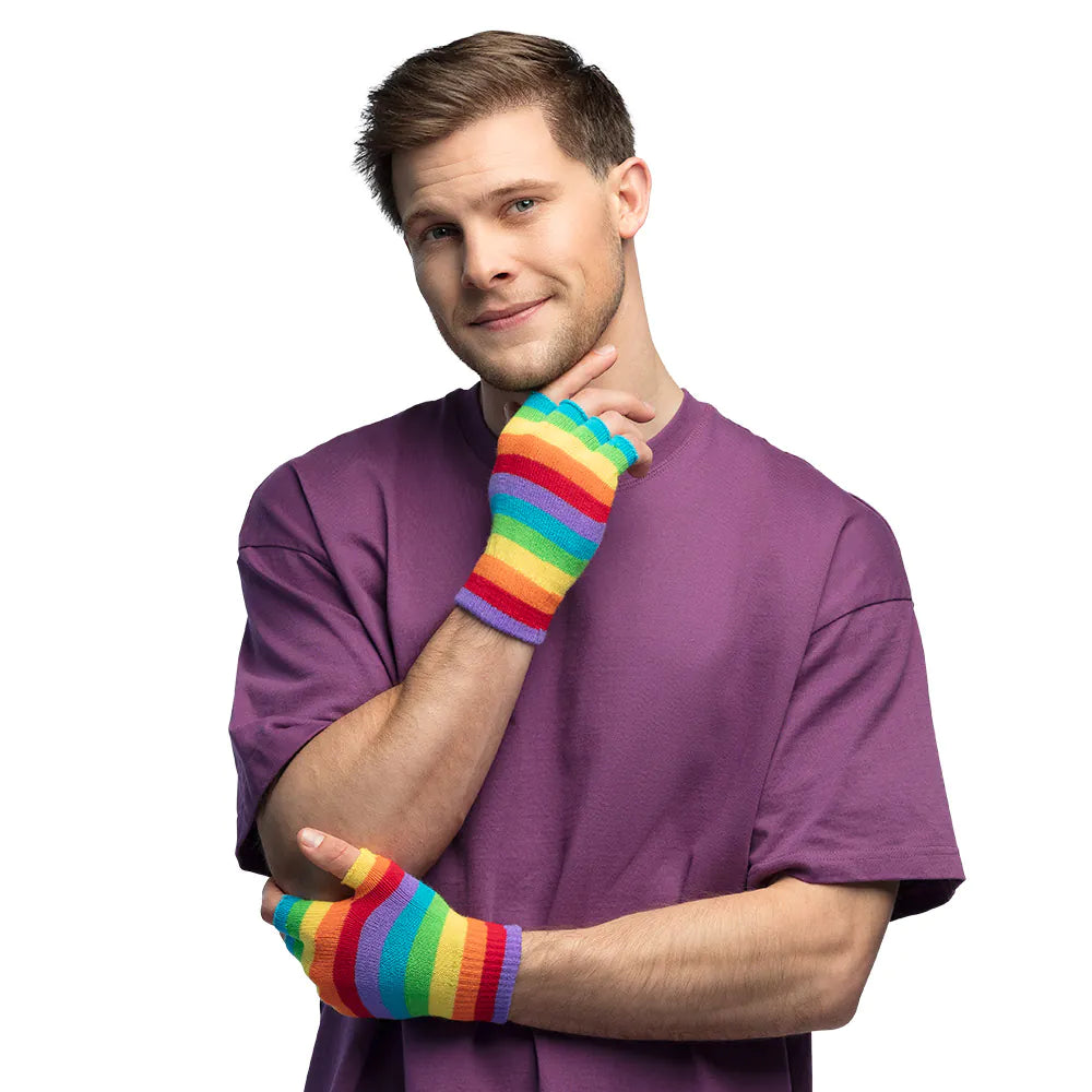 regenbogen handschuhe Regenbogen Handschuhe – Fingerlose Armstulpen für Party jetzt kaufen