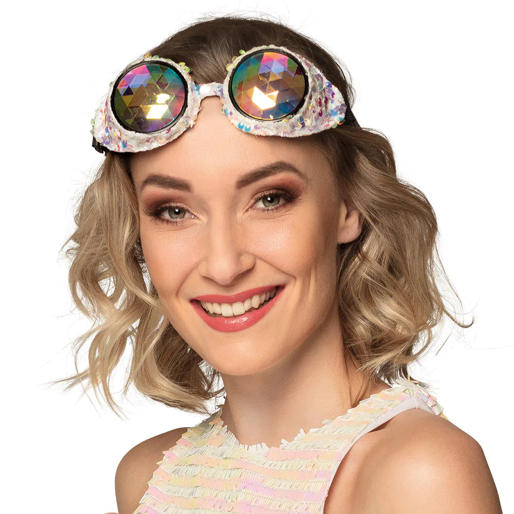 Partybrille Mirage silber – Glitzer Festivalbrille für Party & Kostüm