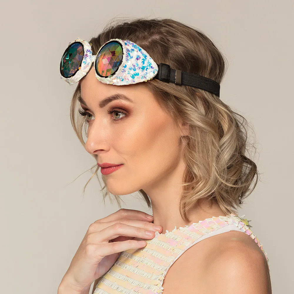 Partybrille Mirage silber – Glitzer Festivalbrille für Party & Kostüm 3