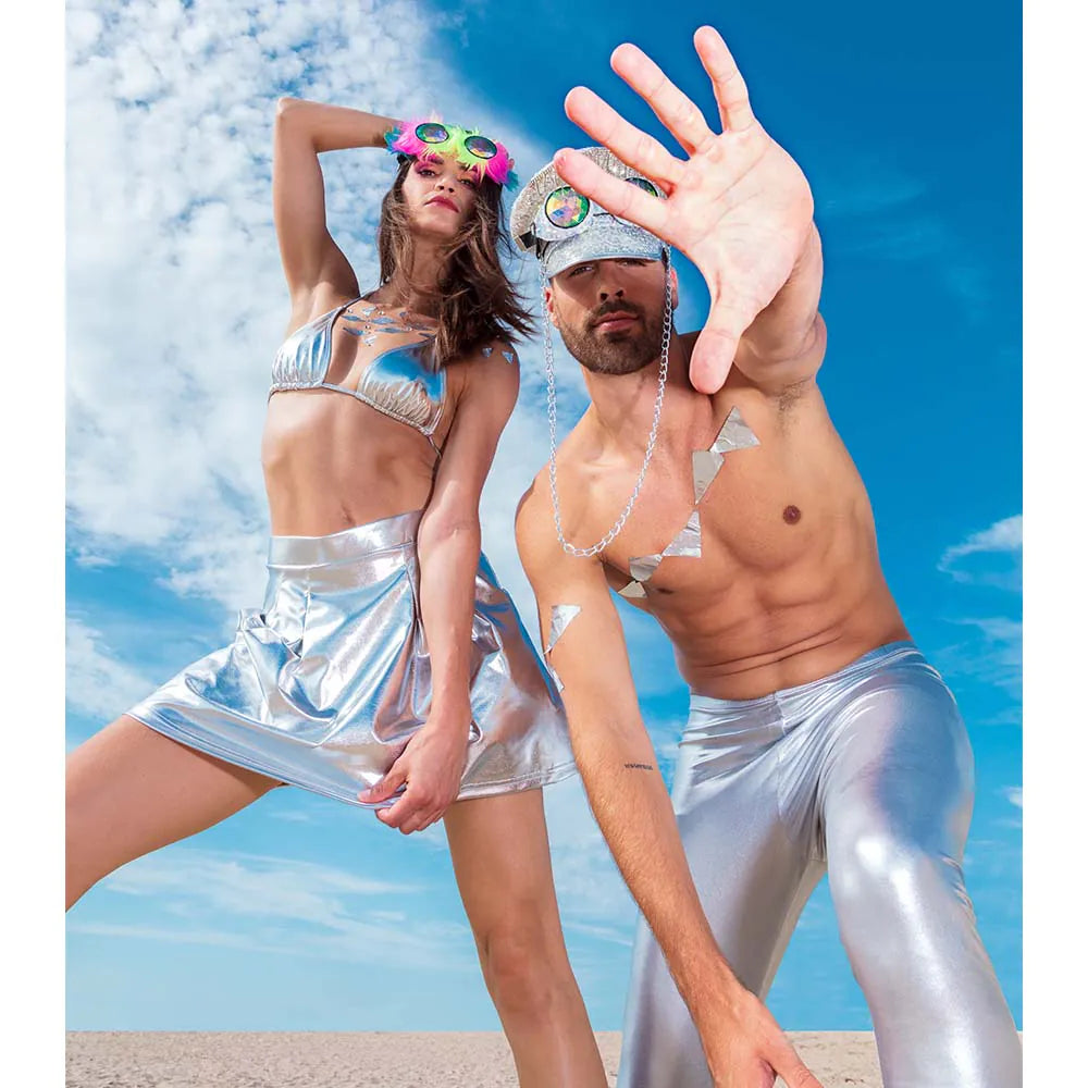 Partybrille Mirage silber – Glitzer Festivalbrille für Party & Kostüm 7