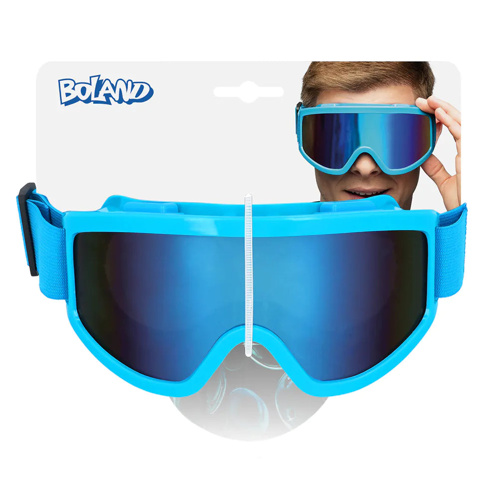 Party Skibrille neonblau UV – Neon Festival Brille mit Spiegelgläsern für Rave 6