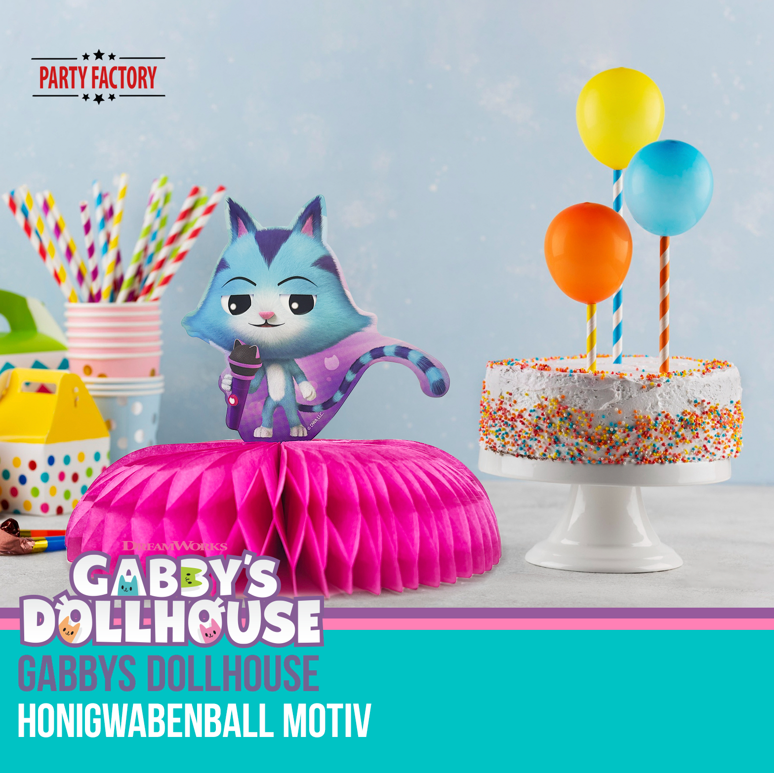 Gabby’s Dollhouse Honigwabenball Motiv 2 CatRat – Party Deko Kindergeburtstag 3