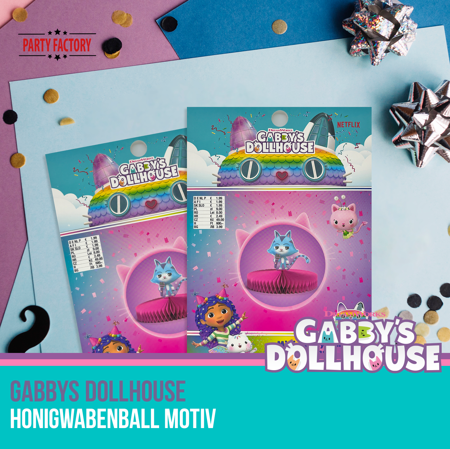 Gabby’s Dollhouse Honigwabenball Motiv 2 CatRat – Party Deko Kindergeburtstag 6