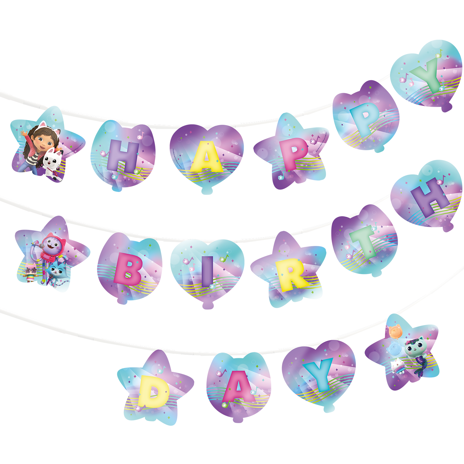 Gabby’s Dollhouse Wimpelkette, Girlande Happy Birthday 4-5 m – Party Deko Kindergeburtstag