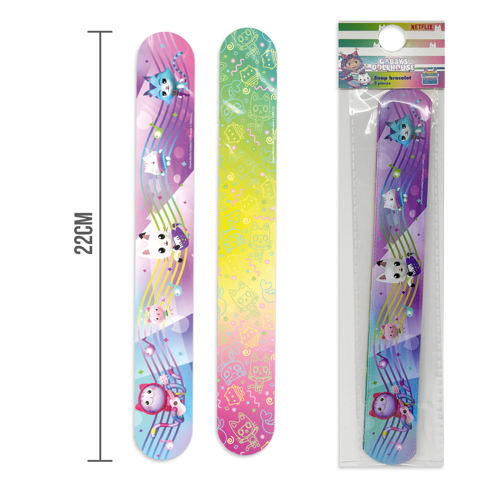 Gabby’s Dollhouse Slapband 2er Set – Bunte Schnapp-Armbänder für Kinder