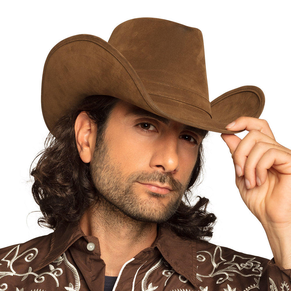 Cowboyhut Wyoming braun Westernhut aus Kunstleder für Herren