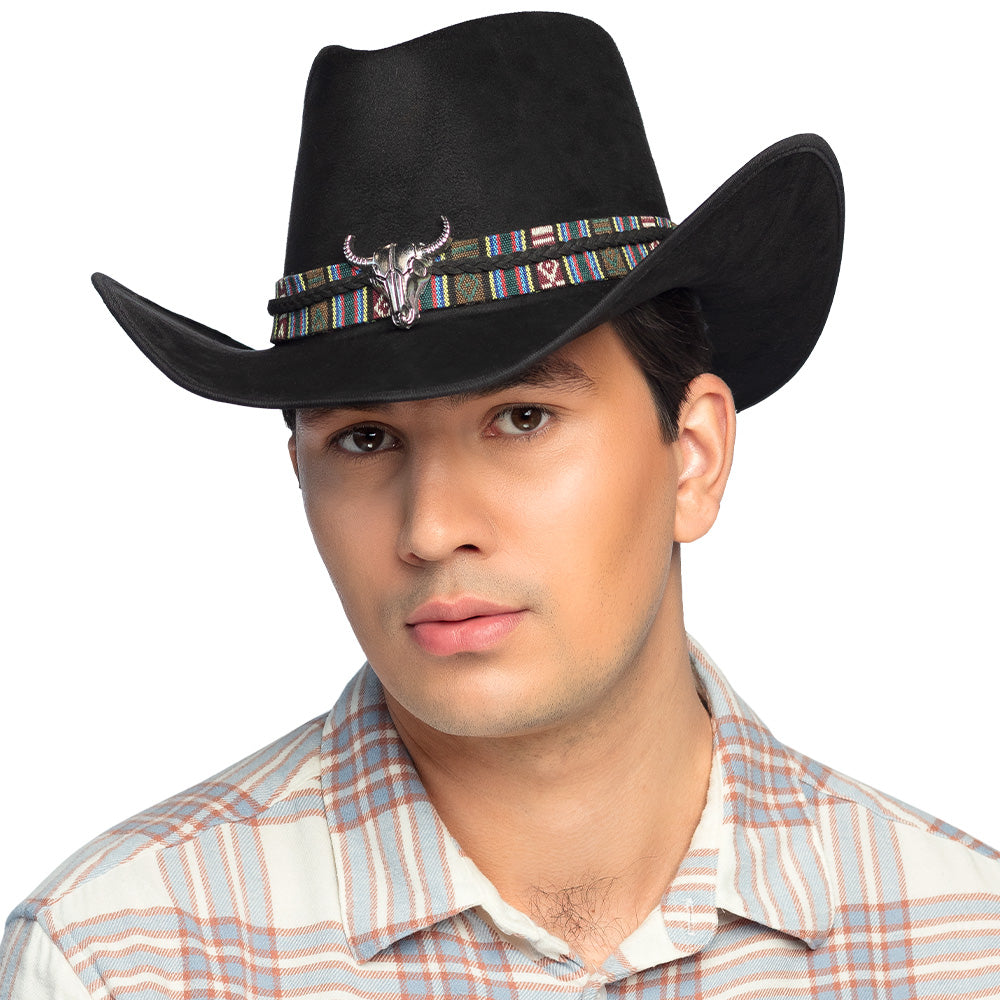 Cowboyhut Django Herren Westernhut in Wildlederlook Farbauswahl schwarz braun 9