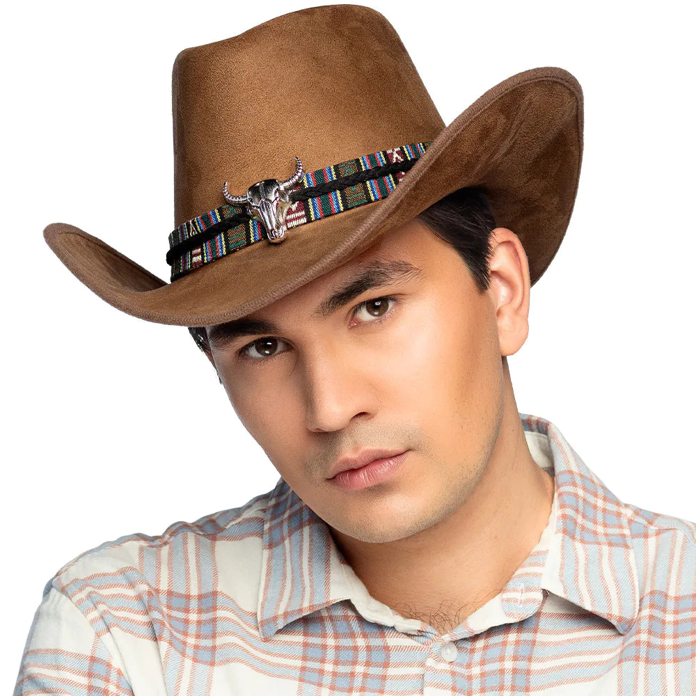 Cowboyhut Django Herren Westernhut in Wildlederlook Farbauswahl schwarz braun 8
