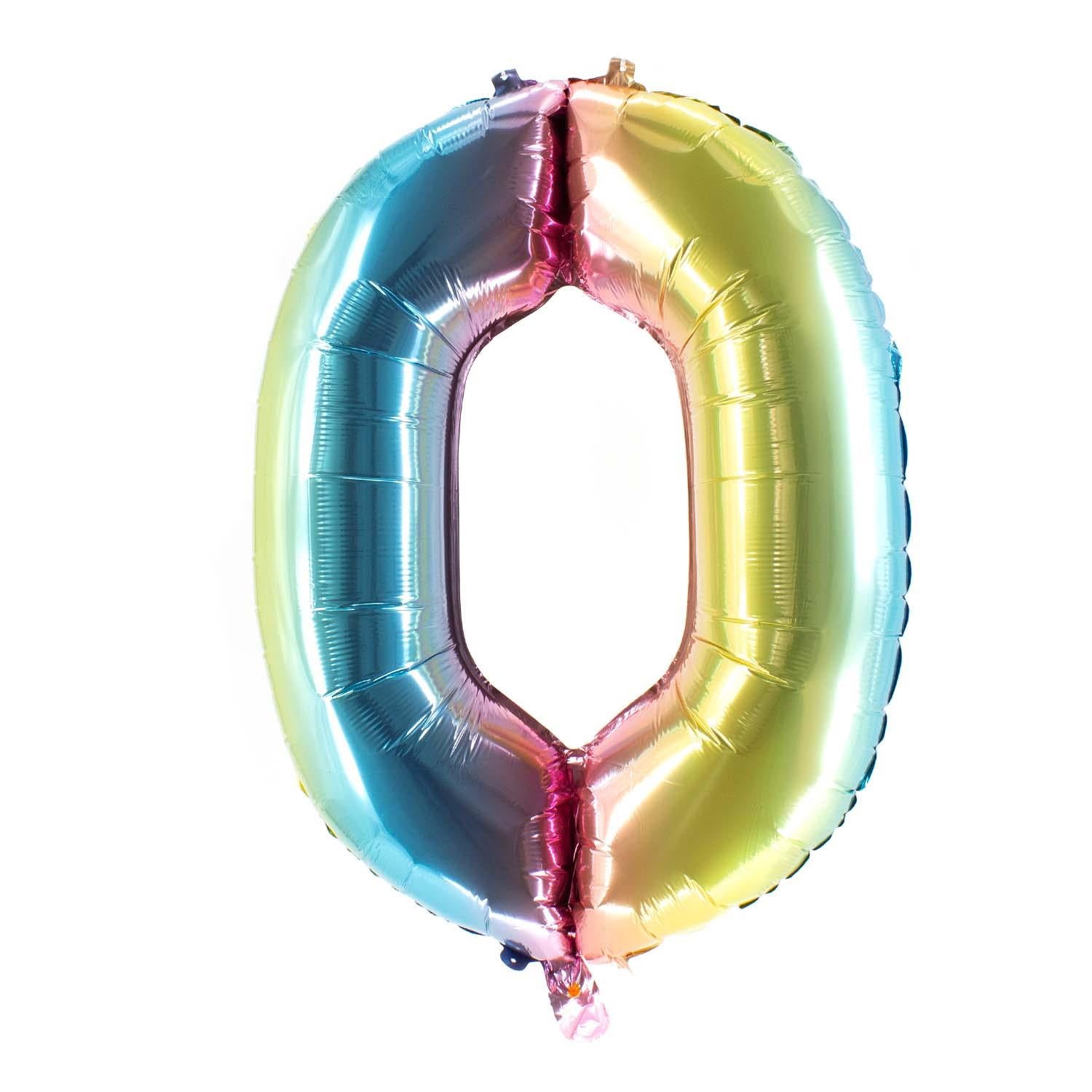 Folienballons Zahlenballon Regenbogen 100 cm Zahl 0 bis 9 glänzend 15