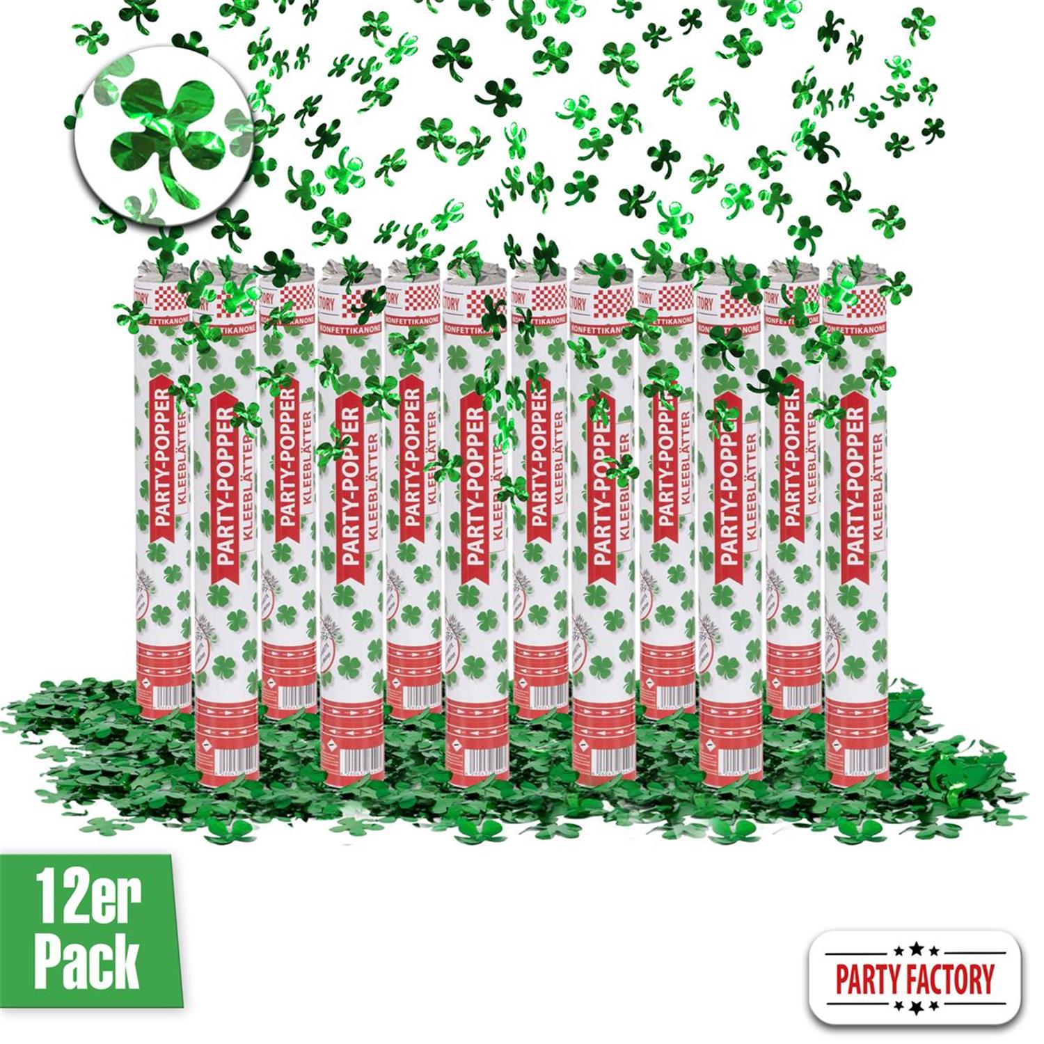 Party Popper 40cm Kleeblatt, 12er Set