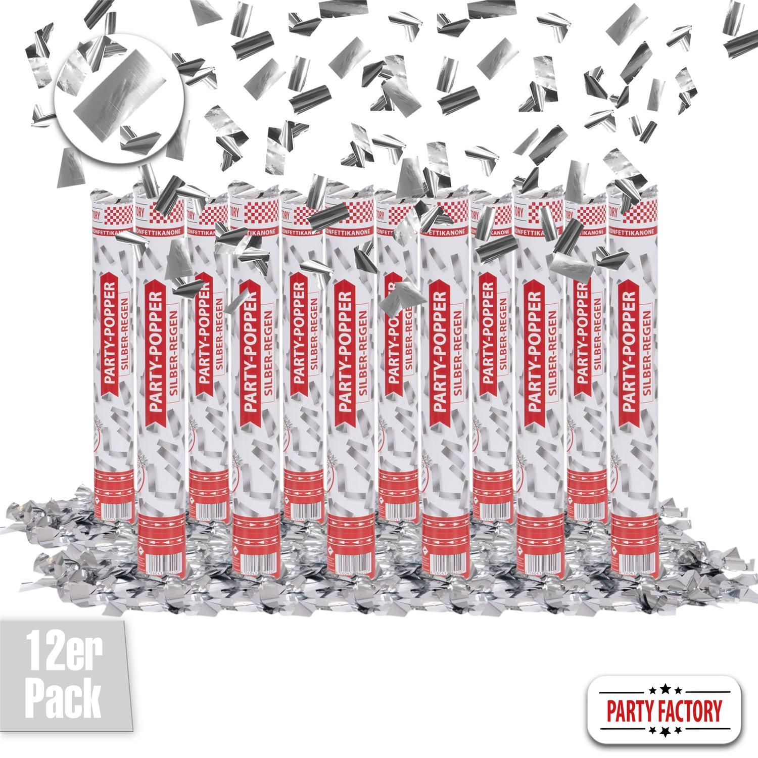 Party Popper 40cm Silber, 12er Set