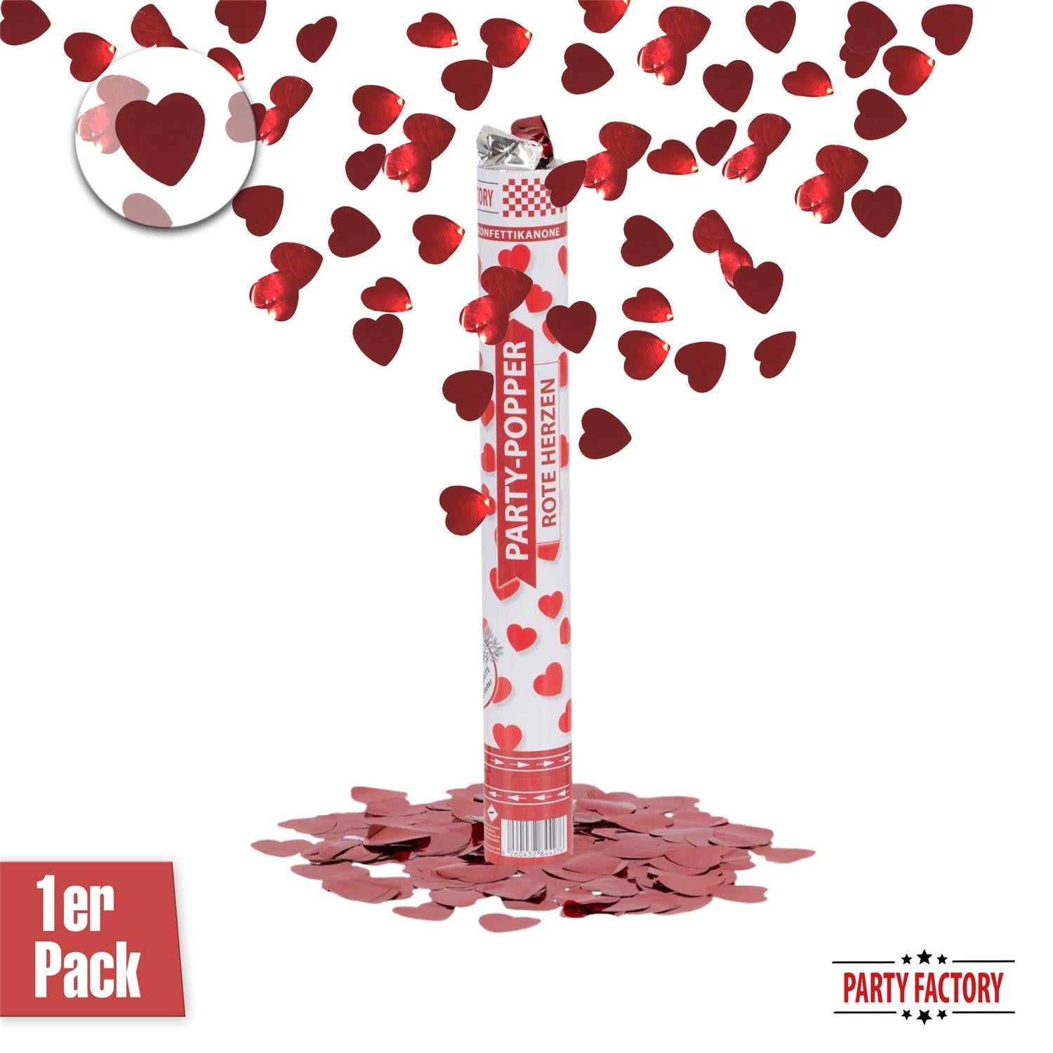 Party Popper 40cm Rote Herzen
