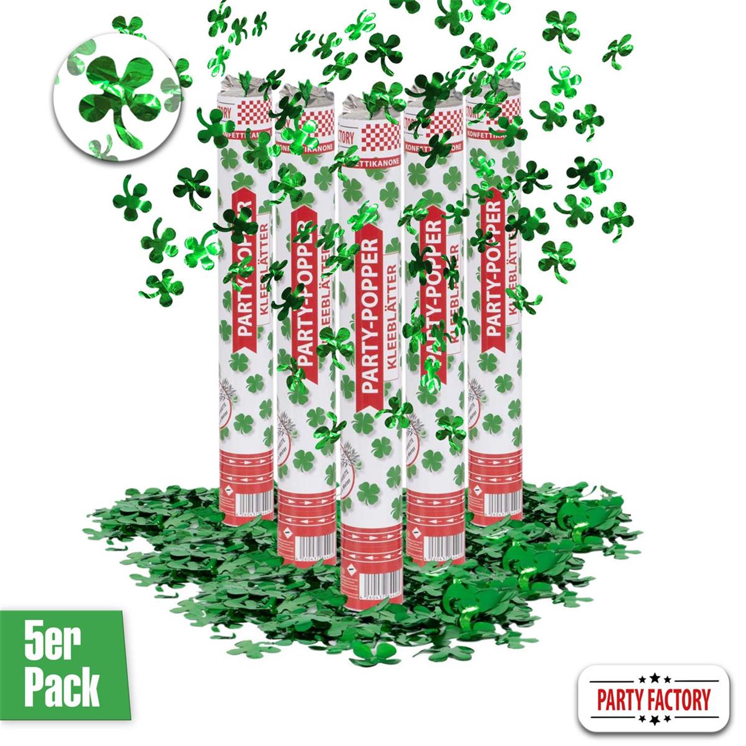 Party Popper 40cm, Kleeblatt, 5er-Set