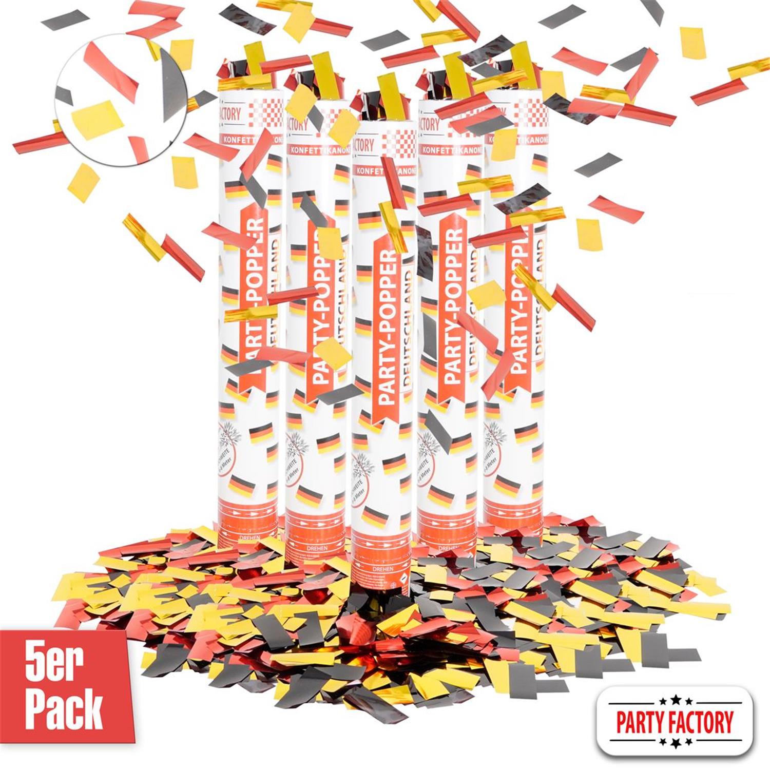 Party-Popper 40 cm, Deutschland, 5er Set