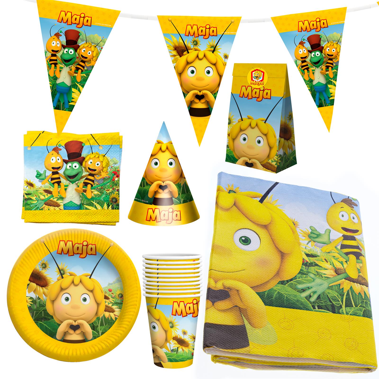 Biene Maja XXL-Partyset 58-teilig Geschirr- Tisch- und Raumdekoration