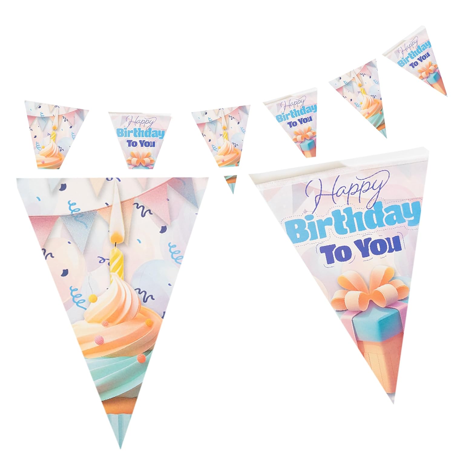 Happy Birthday Wimpelkette 4–5 m – pastellfarbene Deko für Geburtstagsfeiern