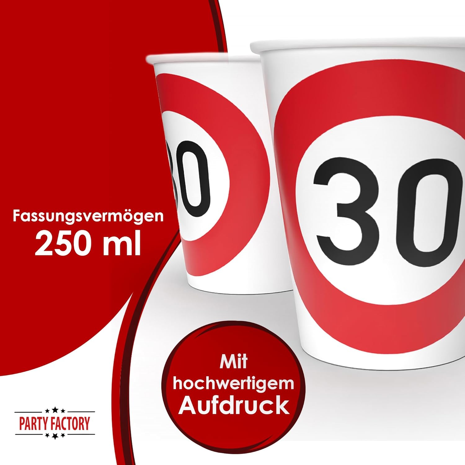 Becher Happy Birthday 30 8er-Pack 250 ml Partydeko zum 30. Geburtstag 4