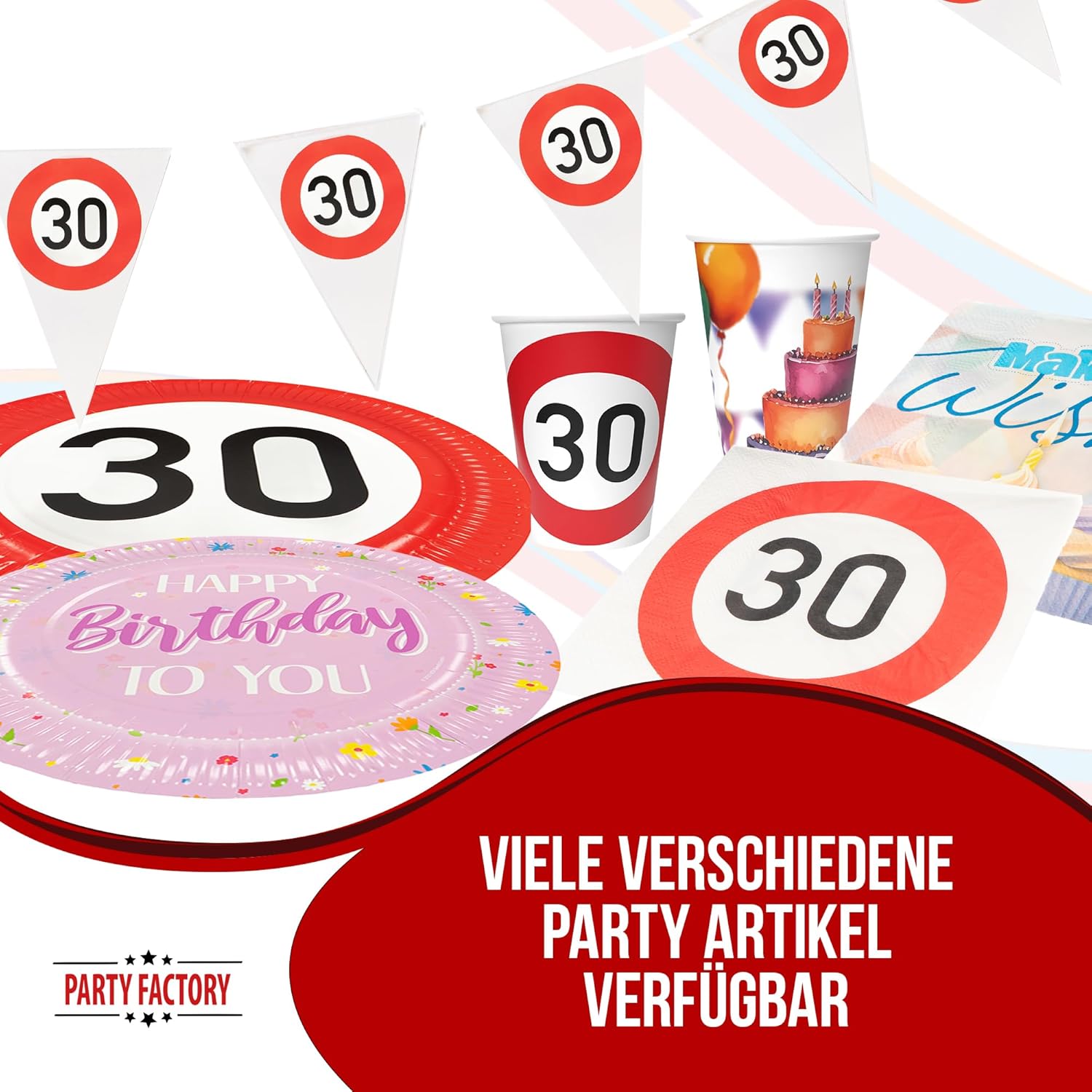 Becher Happy Birthday 30 8er-Pack 250 ml Partydeko zum 30. Geburtstag 5