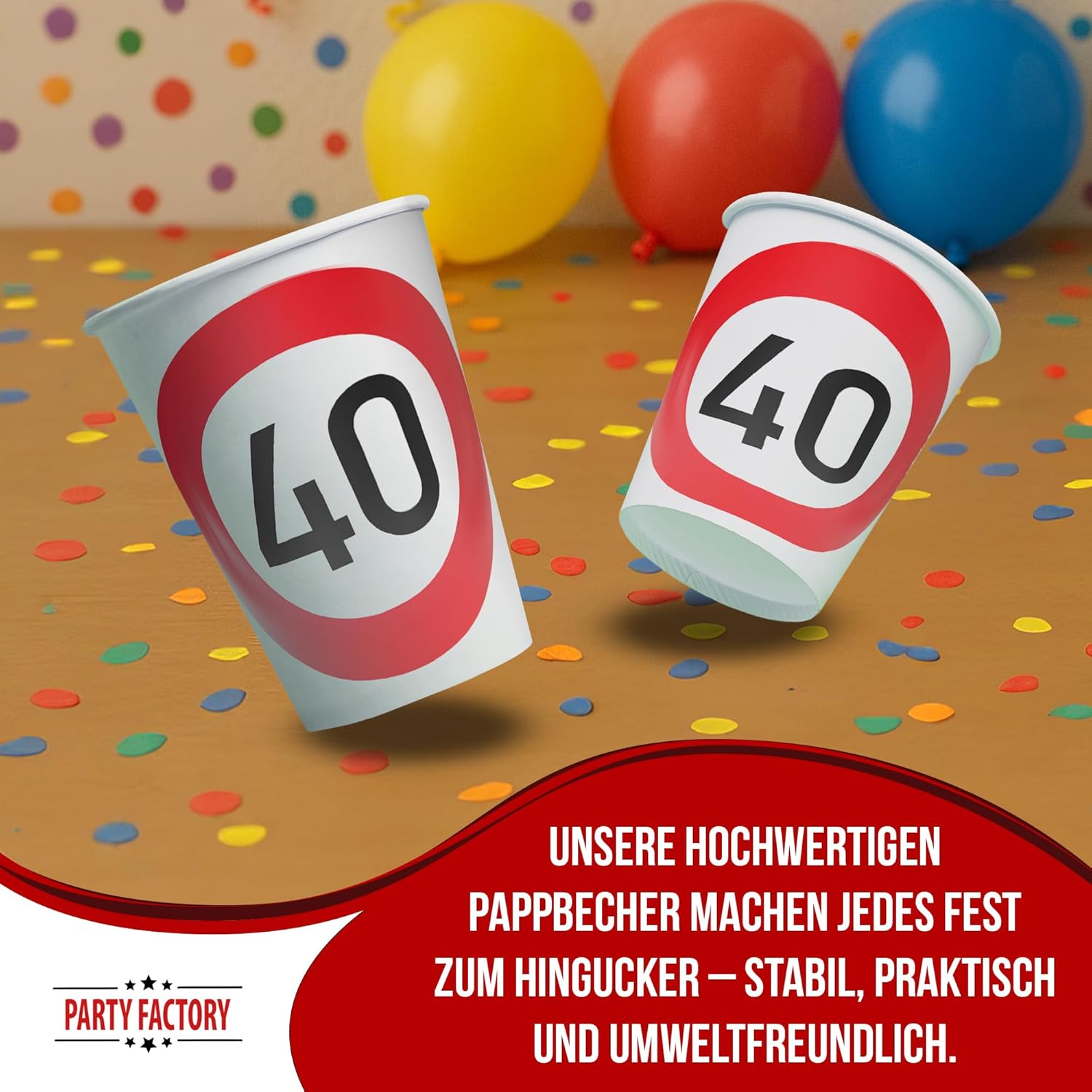 Becher Happy Birthday 40 8er-Pack 250  ml elegante Deko für 40. Geburtstag 3