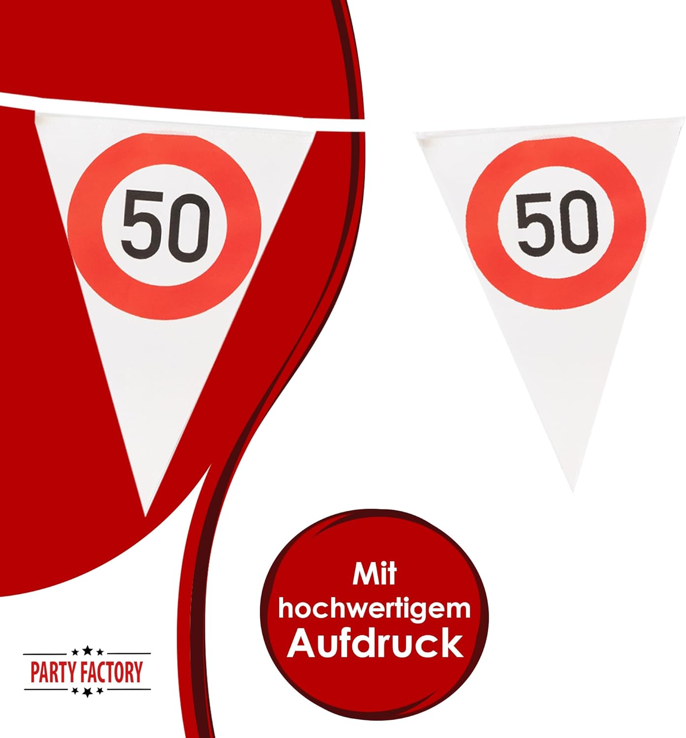 Happy Birthday Wimpelkette 50 5 m elegante Deko zum 50. Geburtstag 4