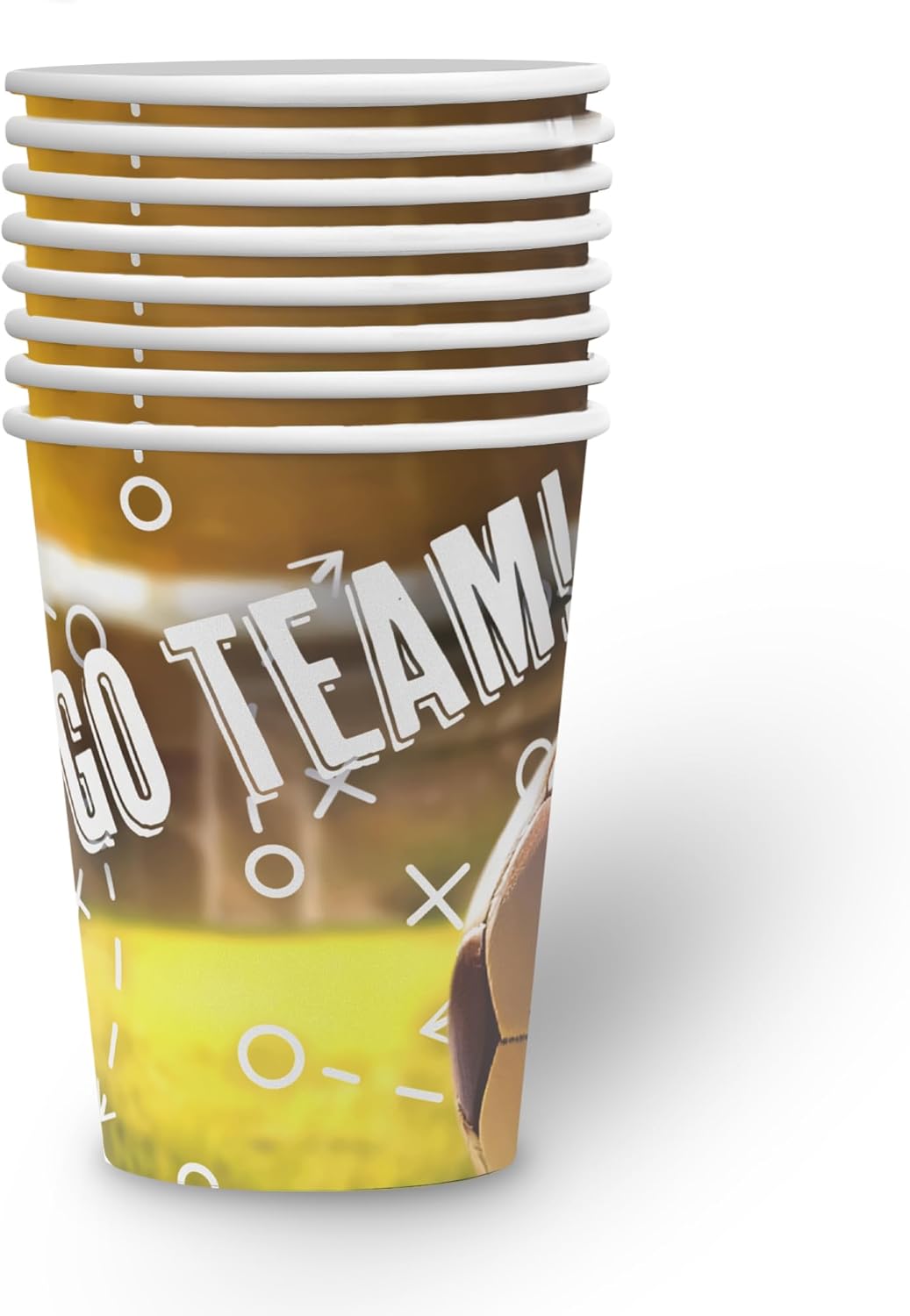 Becher Fußball Realistisch – 8er-Pack, 250 ml, Fanartikel für Fußballgeburtstag