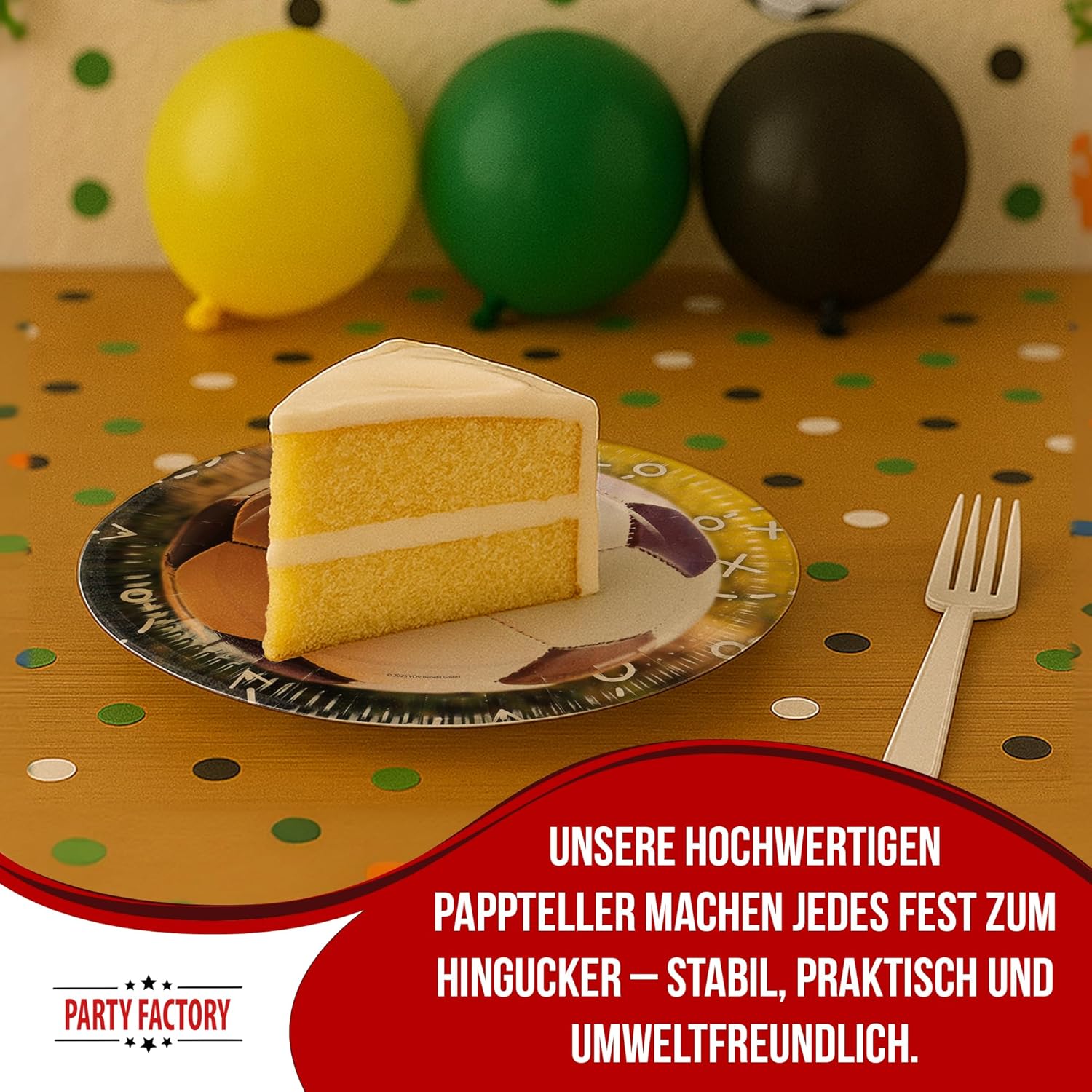 Fußball Teller Realistisch 8er-Pack Ø 23  cm Pappteller für sportliche Partys 3