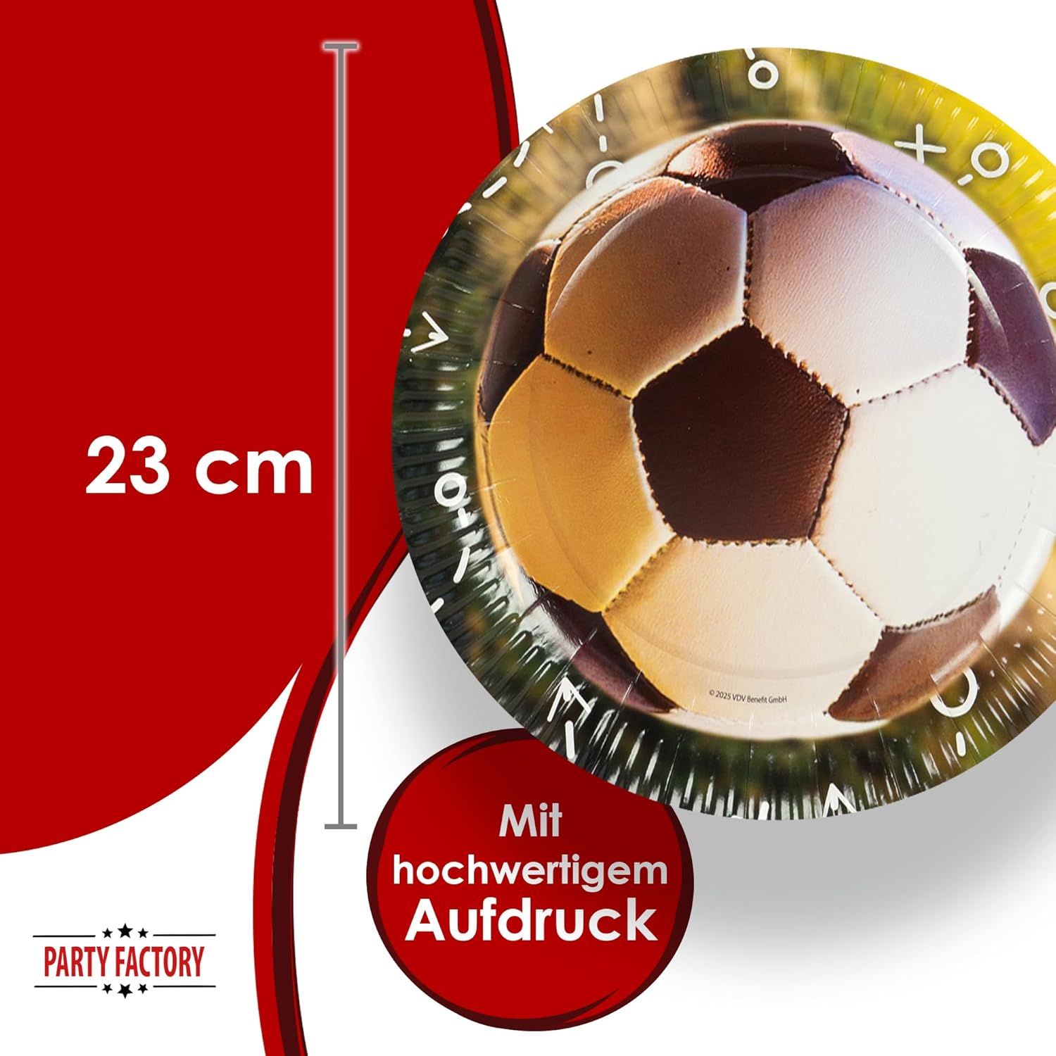 Fußball Teller Realistisch 8er-Pack Ø 23  cm Pappteller für sportliche Partys 4