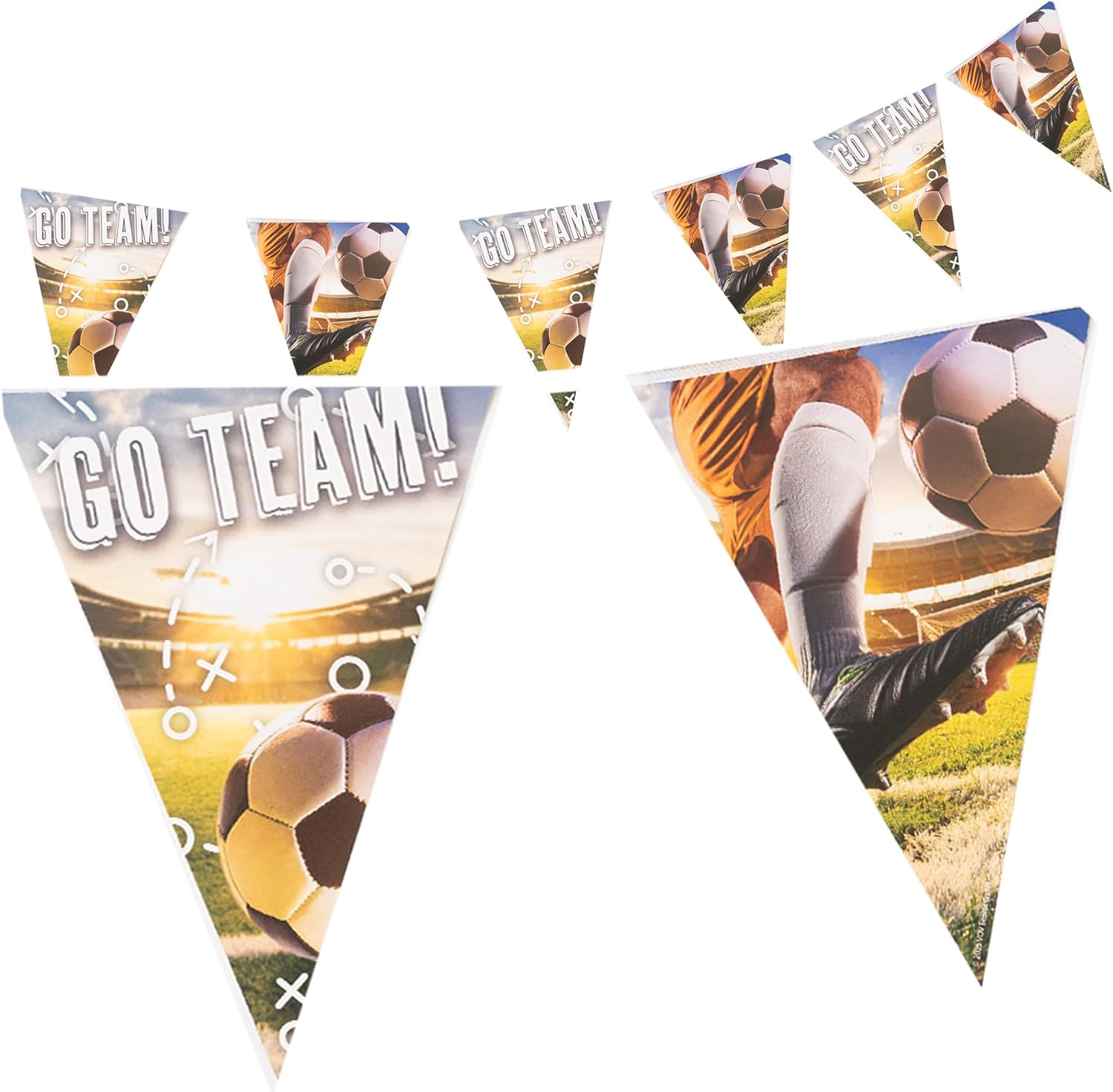 Fußball Wimpelkette 4–5 m – realistische Deko für Turniere & Geburtstage