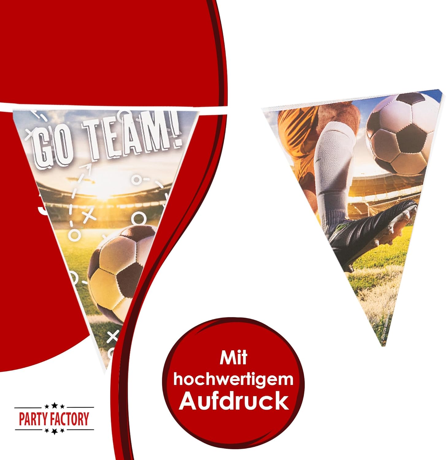 Fußball Wimpelkette 5 m realistische Deko für Turniere & Geburtstage 4