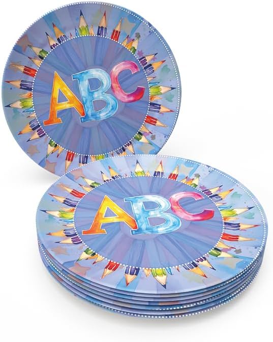 Back to School Teller – 8er-Pack, Ø 23 cm, bunte Einschulungsdeko für Kinder